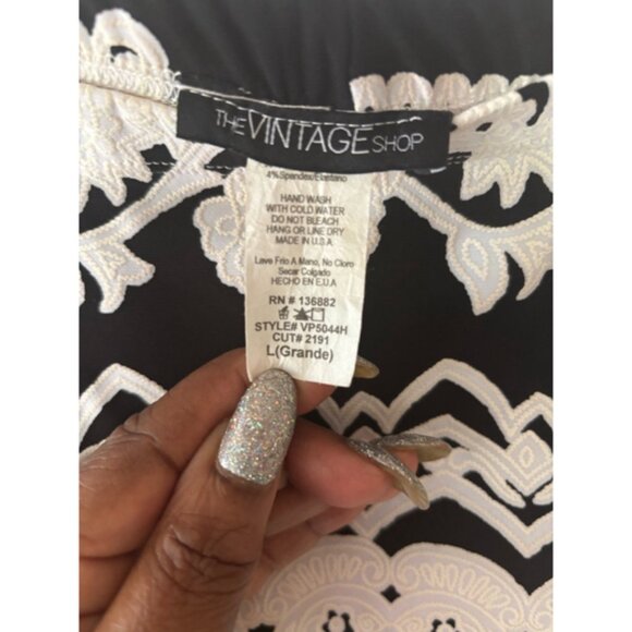 Women's The Vintage Shop Leggings Size L Black White Patterned - Picture 3 of 3